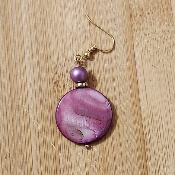 Hand Crafted Drop Pierced Earrings Purple Violet Beads - Picture 6 of 6